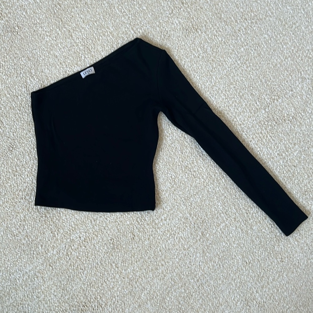 Leset Rio One-Shoulder Sweater in Black Size XS